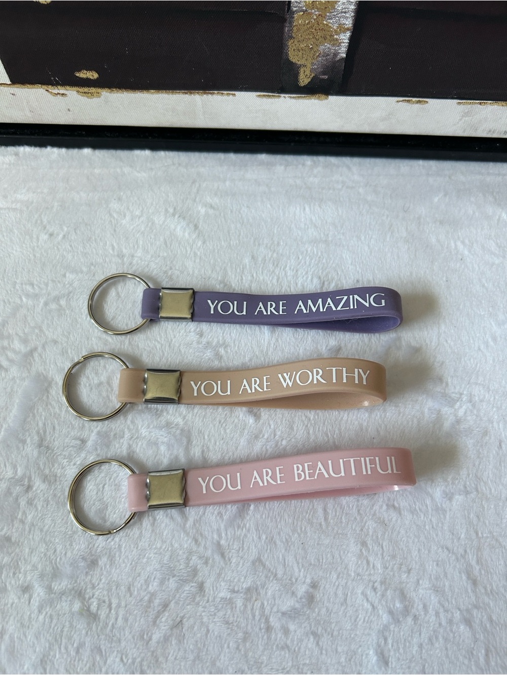 You Are Inspirational Silicone Loop Keychain - Set of 3 (Purple, Beige, Pink)